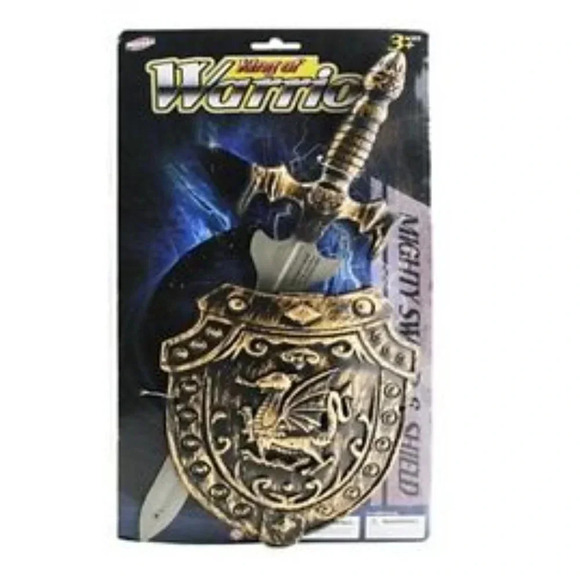 NEW King Of Warrior Medieval 15.5" Mighty Sword & 7" Shield Kids Pretend Play - Picture 2 of 2